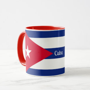 Tacitas de Cafe de Porcelana con Bandera Cubana (Porcelain Coffee