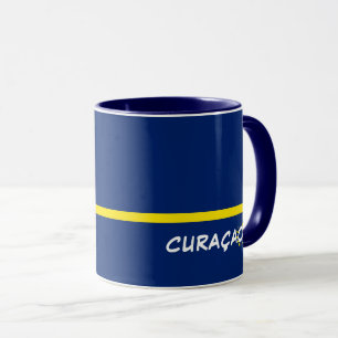 Taza Bandera de Curazao con texto de personalizable