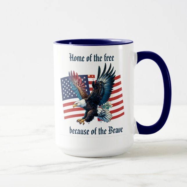 Taza "Bandera de EE. UU. con Águila" Personalizable  (Derecha)