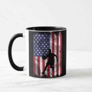 Taza Bandera de Estados Unidos Baloncesto Vintage Patri