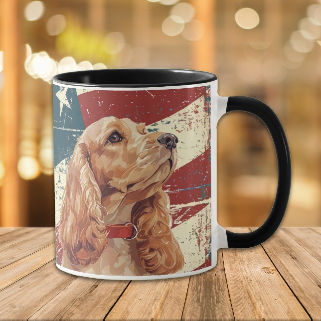 Taza Bandera de Estados Unidos Grunge Cocker Spaniel Do (Subido por el creador)