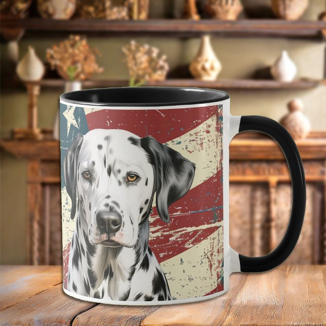 Taza Bandera de Estados Unidos Grunge Perro de Dalmacia (Subido por el creador)