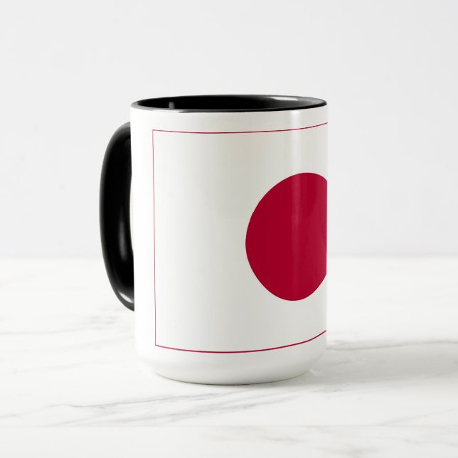 Taza Bandera de Japón: Hinomaru, Nisshōki, Sol rojo en  (Anverso izquierdo)