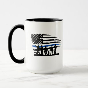 Taza Bandera de la Delgada Línea Azul Policía