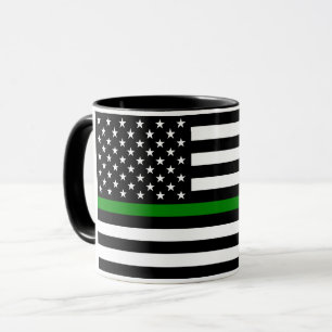 Taza Bandera de la delgada línea verde: Veteranos milit
