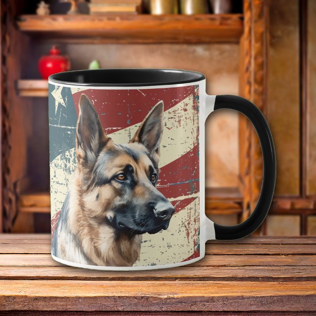 Taza Bandera de los Estados Unidos Grunge Pastor alemán (Subido por el creador)