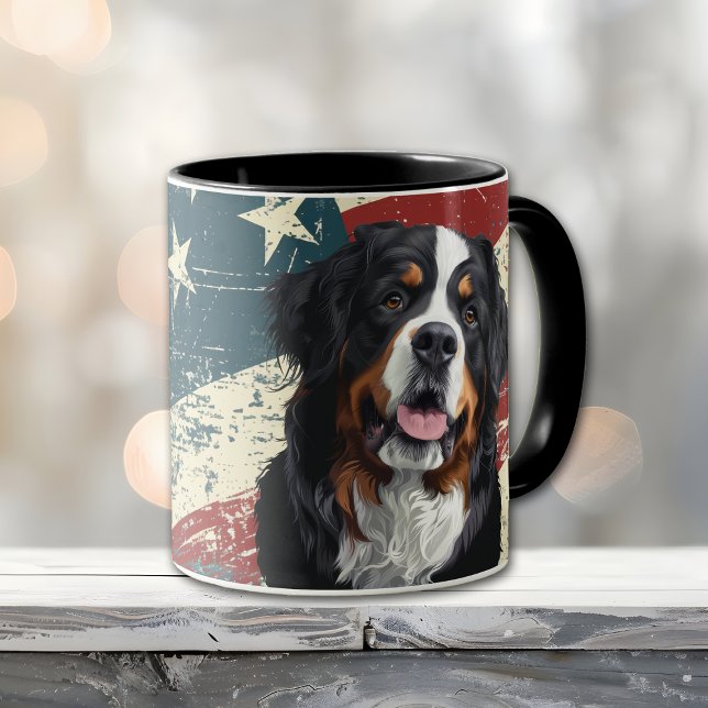 Taza Bandera de los Estados Unidos Grunge Perro de mont (Subido por el creador)