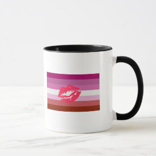 Taza Bandera de orgullo lesbiana con lápiz labial
