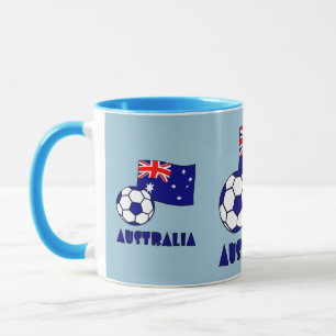 Taza Bandera de pelota de fútbol de Australia azul Fond