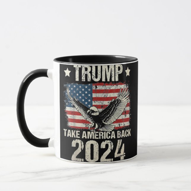 Taza Bandera de Trump 2024 devuelve a Estados Unidos a  (Izquierda)