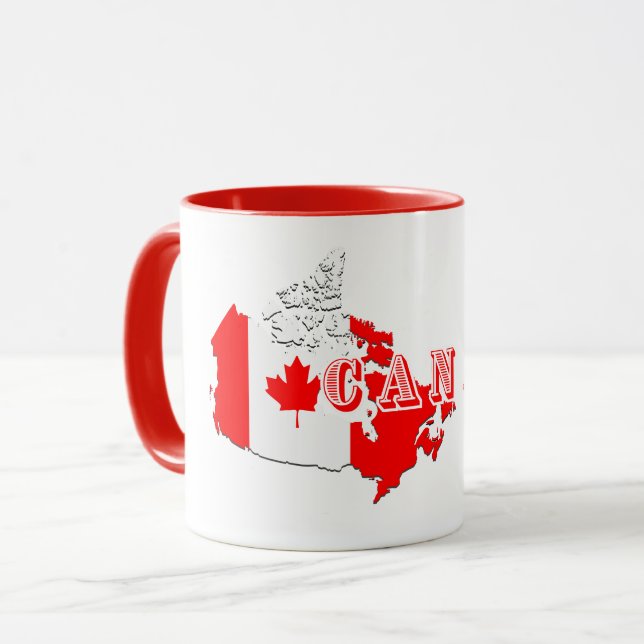 Taza Bandera del mapa de la carta de arte canadiense mo (Anverso izquierdo)
