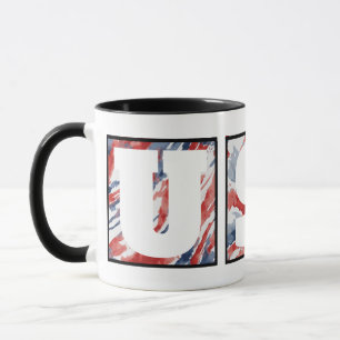 Taza Bandera "EE. UU." de acuarela abstracta elegante