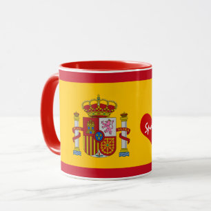 Taza Bandera española con corazón rojo - Aficionados al