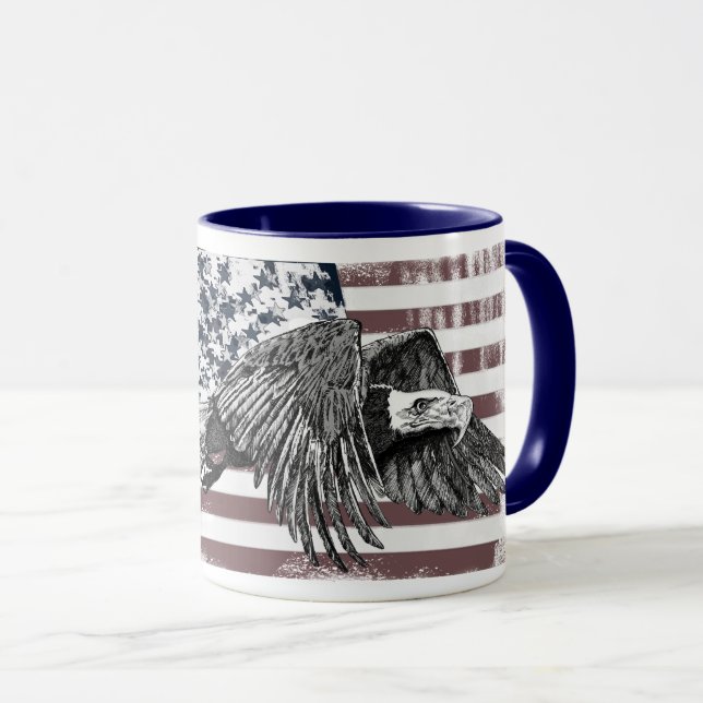 Taza Bandera estadounidense Bald Eagle Estados Unidos (Anverso derecho)
