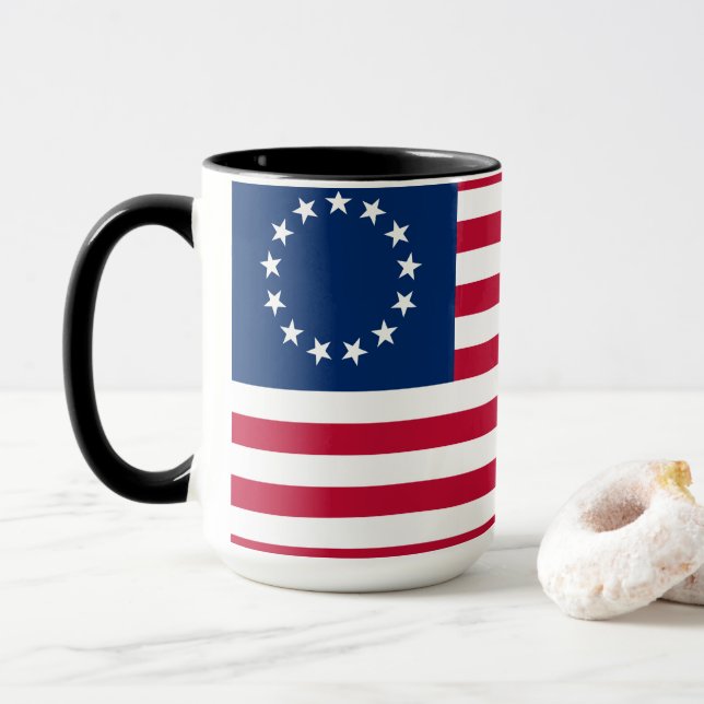 Taza Bandera estadounidense de la vieja gloria de Betsy (Con donut)