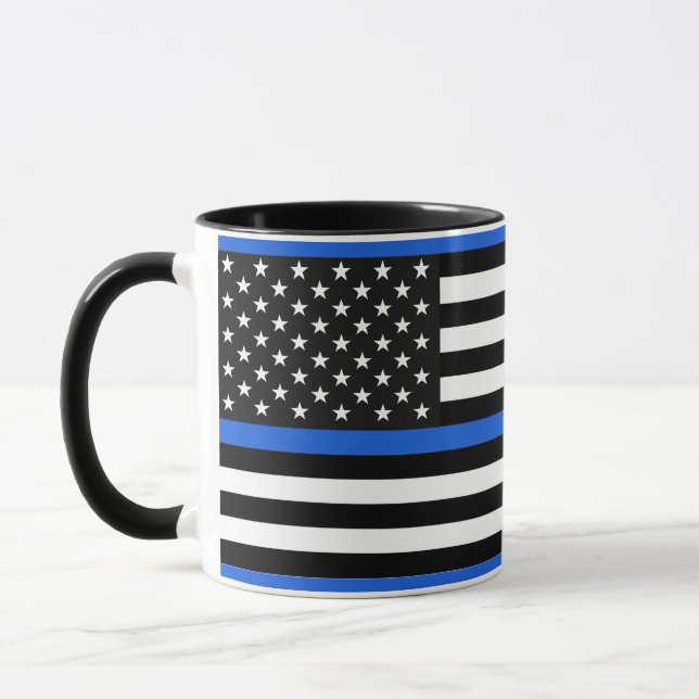 Taza Bandera estadounidense delgada de la línea azul (Izquierda)