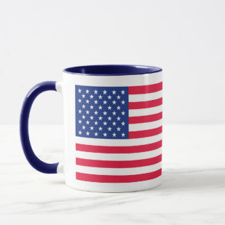 Taza Bandera estadounidense Mug con mango azul