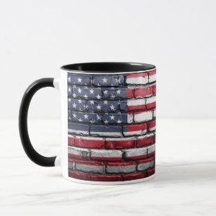 Taza Bandera estadounidense patriótica en la pared
