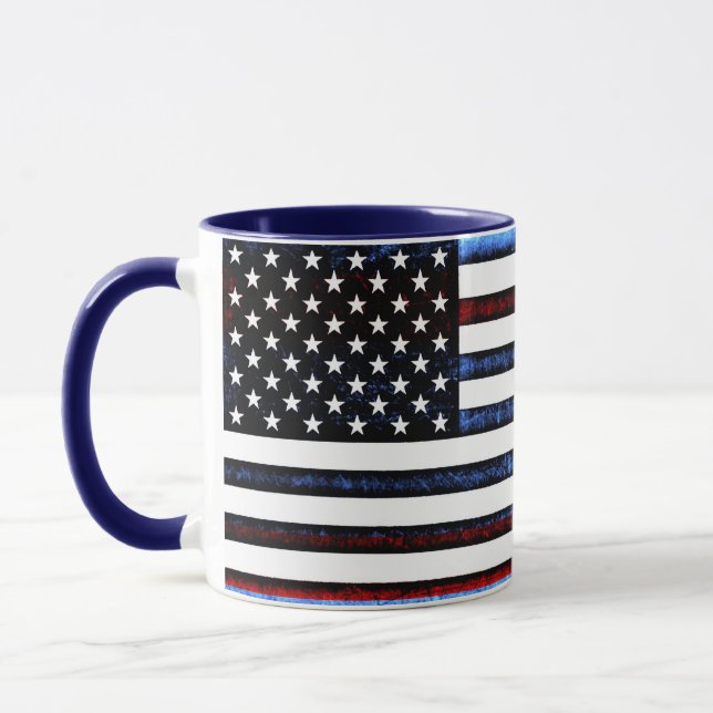 Taza Bandera estadounidense Patriótica Mugre Azul Blanc (Izquierda)