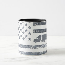Taza Bandera estadounidense personalizada con camión se