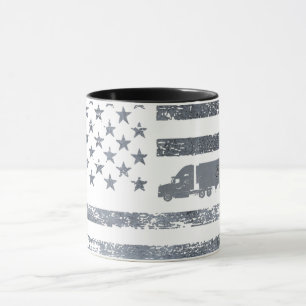Taza Bandera estadounidense personalizada con camión se