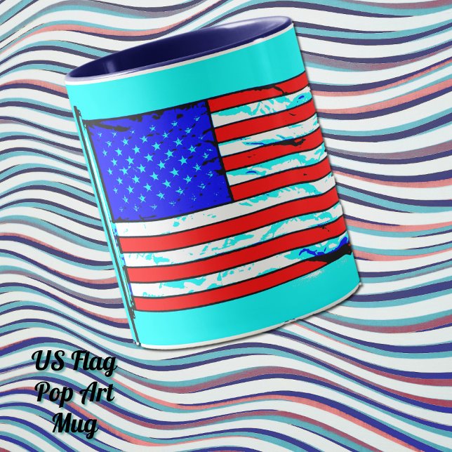 Taza Bandera estadounidense Pop Art Cup Mug (US flag in Pop Art style mug.)