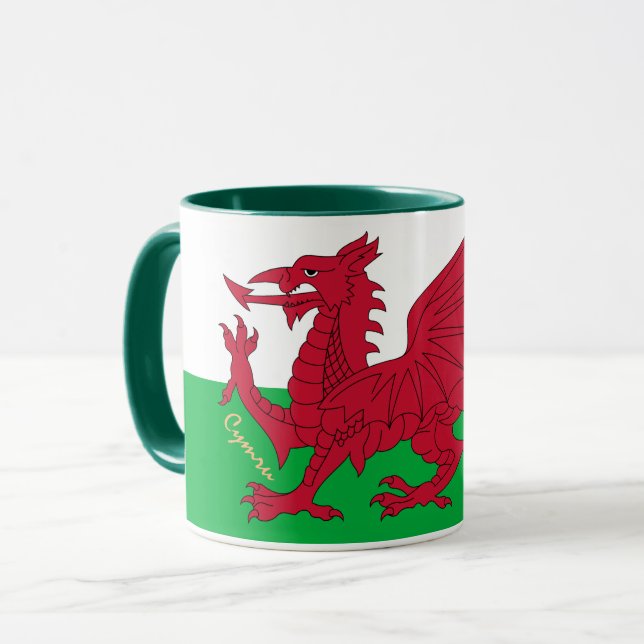 Taza Bandera galesa y Gales, patriota de Cymru / deport (Anverso izquierdo)