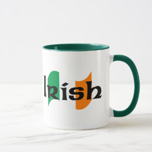 Taza Bandera irlandesa con fuente celta