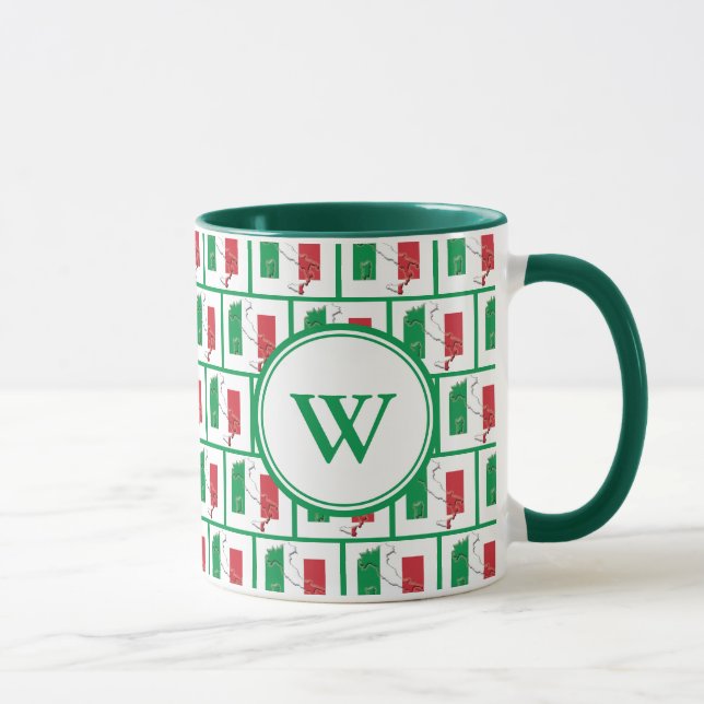 Taza BANDERA ITALIANA | Monograma verde (Derecha)
