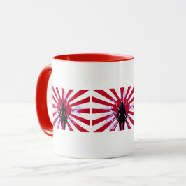 Taza Bandera Japonesa y Guerrero Samurái del Sol Nacien