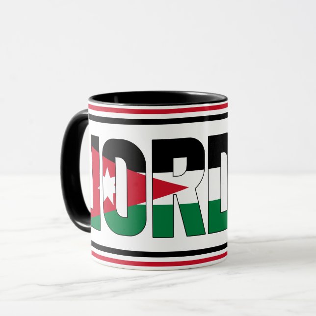 Taza Bandera jordana Inscripción Verde Blanco Negro (Anverso izquierdo)