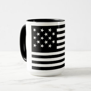 Taza Bandera negra de América con estrellas y barras