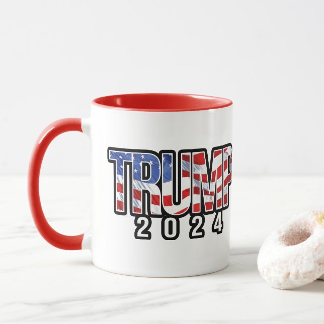 Taza Bandera onduladora de Trump 2024 (Con donut)