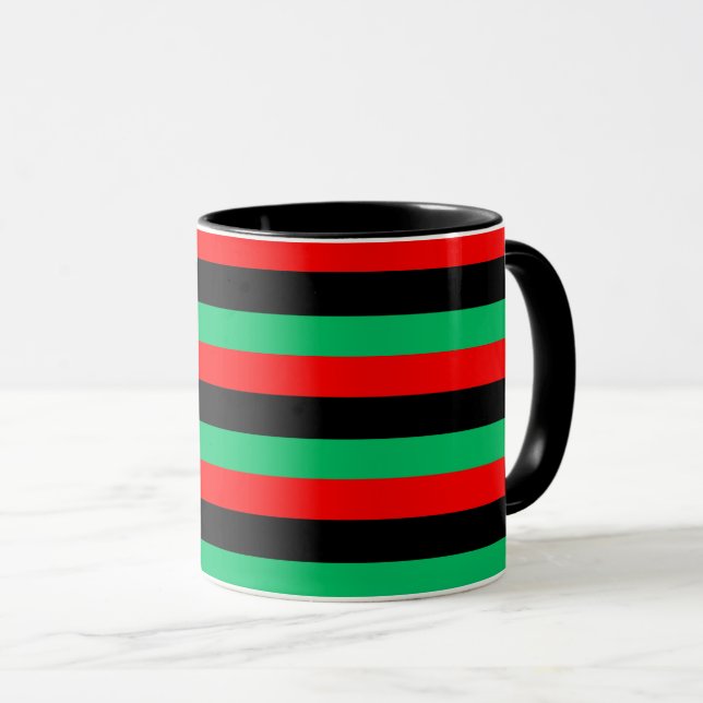Taza Bandera Panafricana Bandera Roja Negra Banda Verde (Anverso derecho)