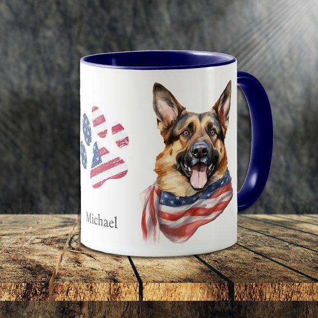 Taza Bandera Patriótica de Estados Unidos Pastor Alemán (Subido por el creador)