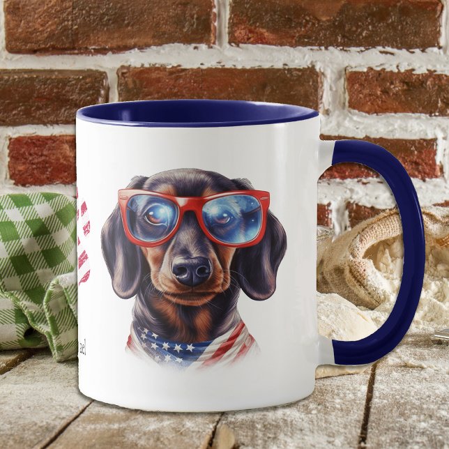 Taza Bandera Patriótica de Estados Unidos, perro de Dac (Subido por el creador)