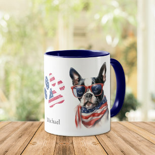 Taza Bandera Patriótica de los Estados Unidos Perro del