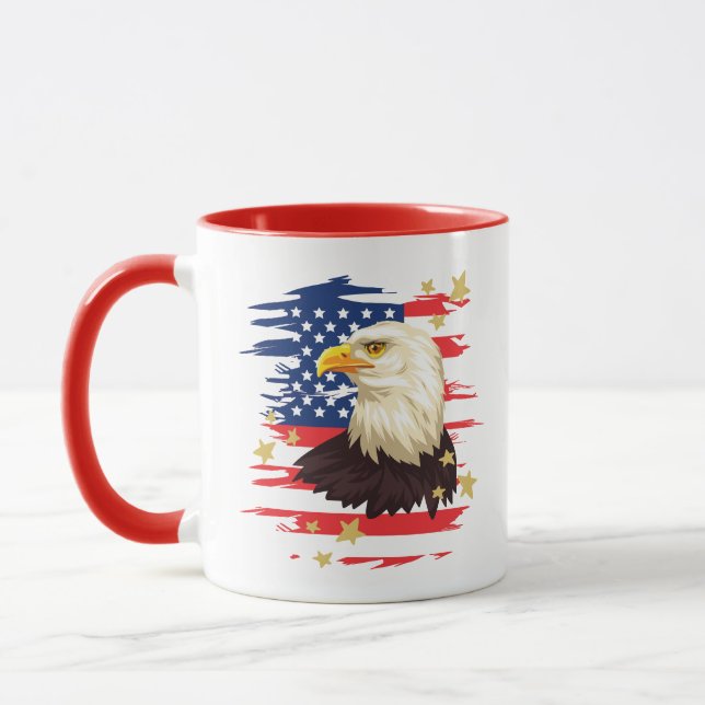Taza Bandera Patriótica Estadounidense Águila Estrellas (Izquierda)