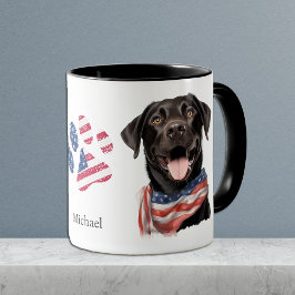 Taza Bandera patriótica estadounidense perro recuperado
