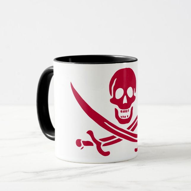 Taza Bandera pirata de Crimson Skull & Swords Jack en C (Anverso izquierdo)