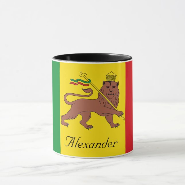 Taza Bandera rastafari del personalizado León etíope de (Centro)