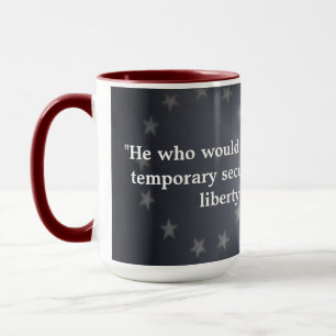 Taza Bandera Rusa Estadounidense Con La Cita De Benjami