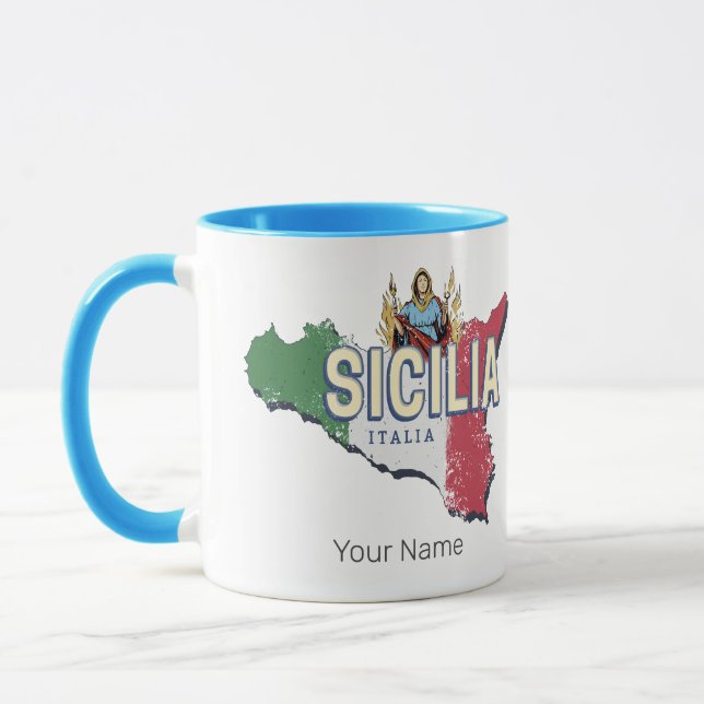 Taza Bandera Sicilia Italia Mapa retro recuerdo de époc (Izquierda)