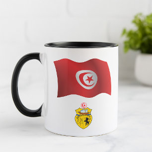 Taza Bandera tunecina y escudo de armas patriótico tune