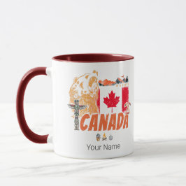 Taza Bandera Vintage De Canadá Y Vacaciones De Oso Griz