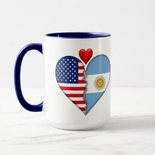 Taza Banderas de corazón de Argentina Patrimonio Hispan