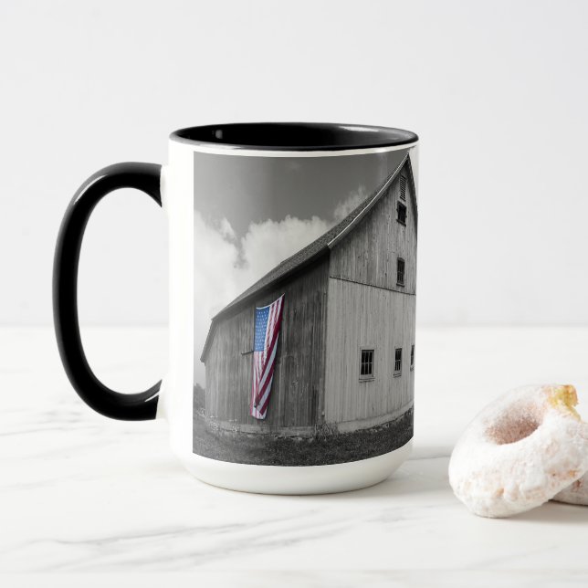 Taza Banderas de nuestros granjeros - Granero con bande (Con donut)