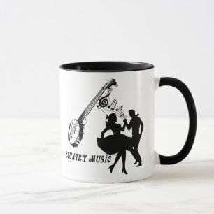 Taza Banjo de música country Square Dancers Silhouette 