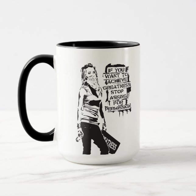 Taza Banksy Si quieres lograr grandeza negro (Izquierda)