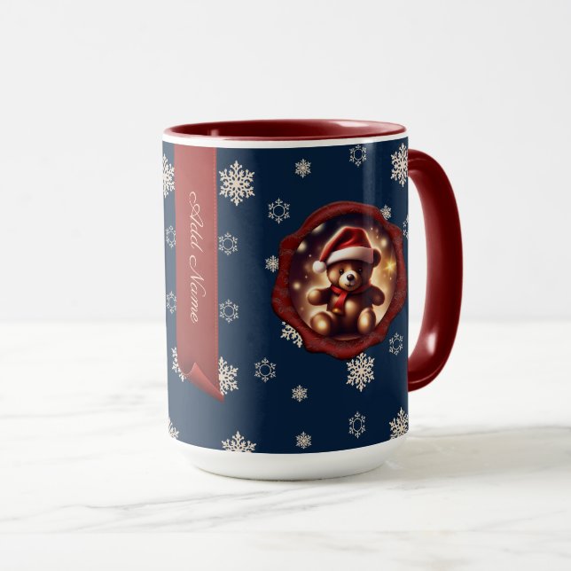 Taza Banner azul personalizado de Teddy Stars navidades (Anverso derecho)